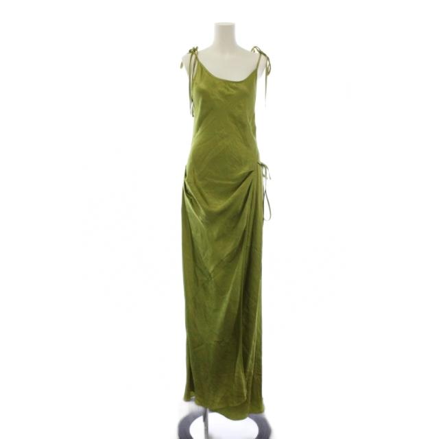 【中古】アクネ ストゥディオズ Acne Studios サテンドレス キャミワンピース ロング 36 黄緑 レディース