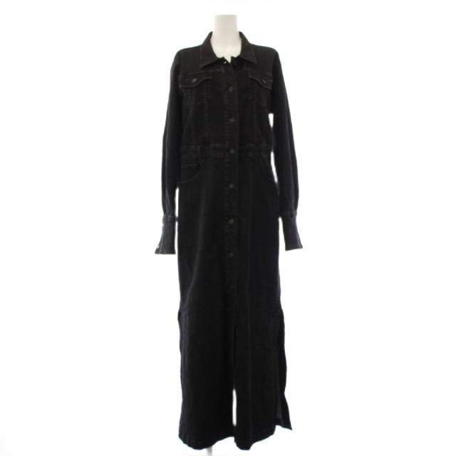 【中古】アメリヴィンテージ 24SS I LINE DENIM SHIRT DRESS シャツワンピース デニム 長袖 ロング M 黒 レディース
