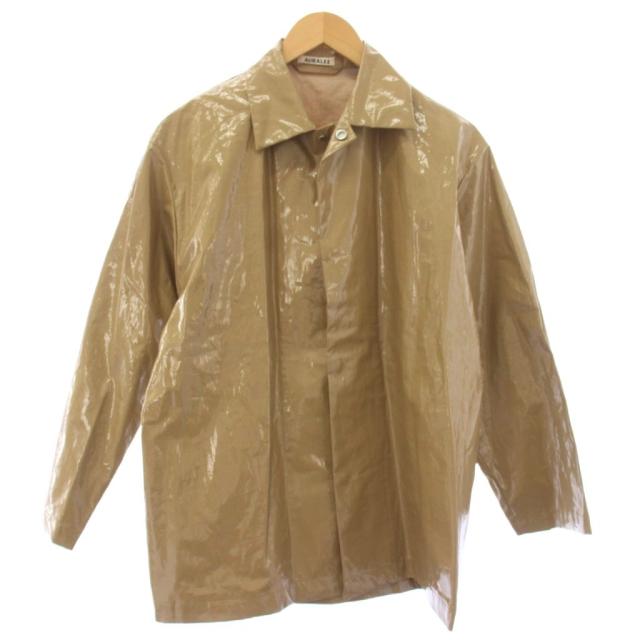 【中古】オーラリー AURALEE 20SS エナメルラミネート リネンブルゾン ジャケット 0 ベージュ A20SB04EM レディース