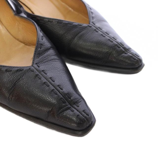 【中古】エルメス HERMES レザー ステッチ パンプス 36 黒 ブラック /TK レディース_2