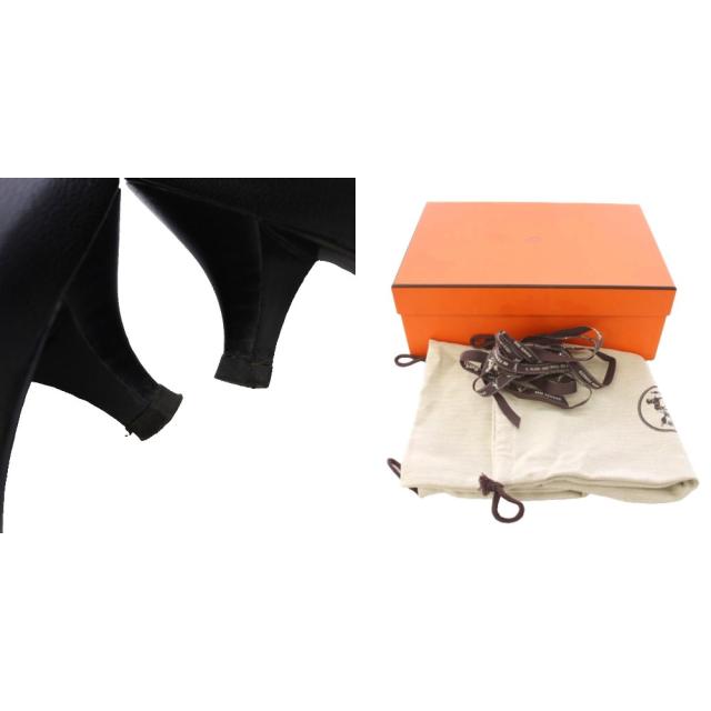 【中古】エルメス HERMES レザー ステッチ パンプス 36 黒 ブラック /TK レディース_8