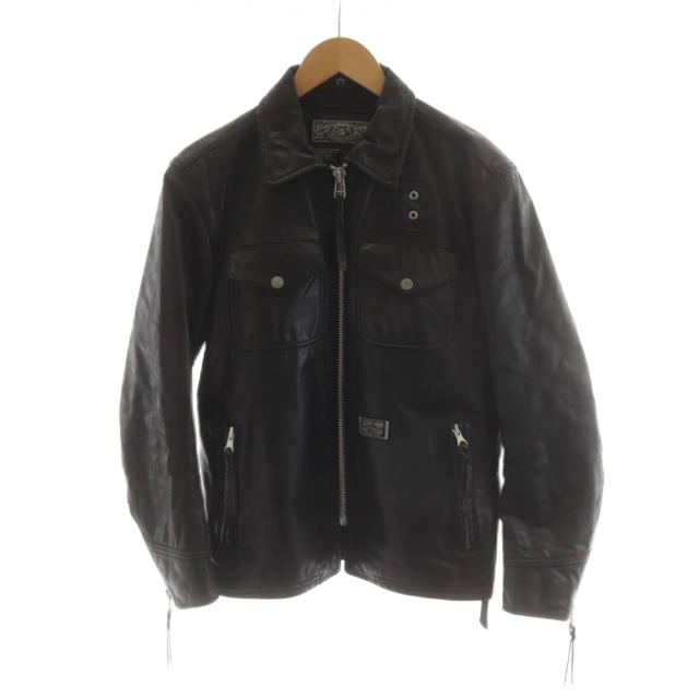 【中古】ネイバーフッド NEIGHBORHOOD レザージャケット 革ジャン ジップアップ S 黒 ブラック TSNH-JK-M01 /AN71