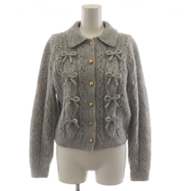 【中古】ファーファー furfur 26SS リボンデザインアランポロニットトップス カーディガン F グレー RWNT261043