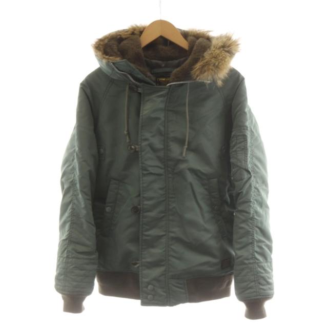 【中古】ネイバーフッド N-2D fur flight jacket 飛翔上衣 中綿 ボンネット ロゴタイプ 毛革 アウター M カーキ