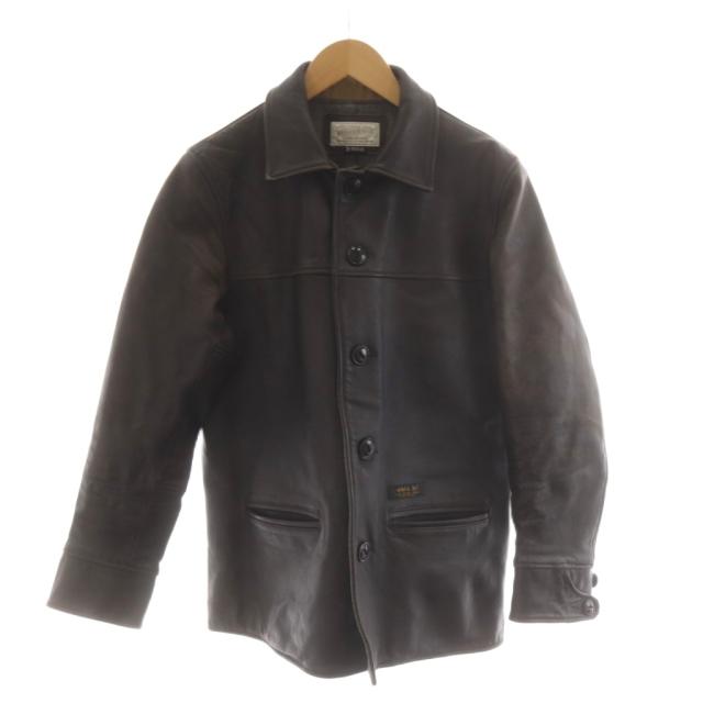 【中古】ネイバーフッド NEIGHBORHOOD HUDSON/HL-JKT レザージャケット 革ジャン S 茶 ブラウン 132SSNH-JKM02