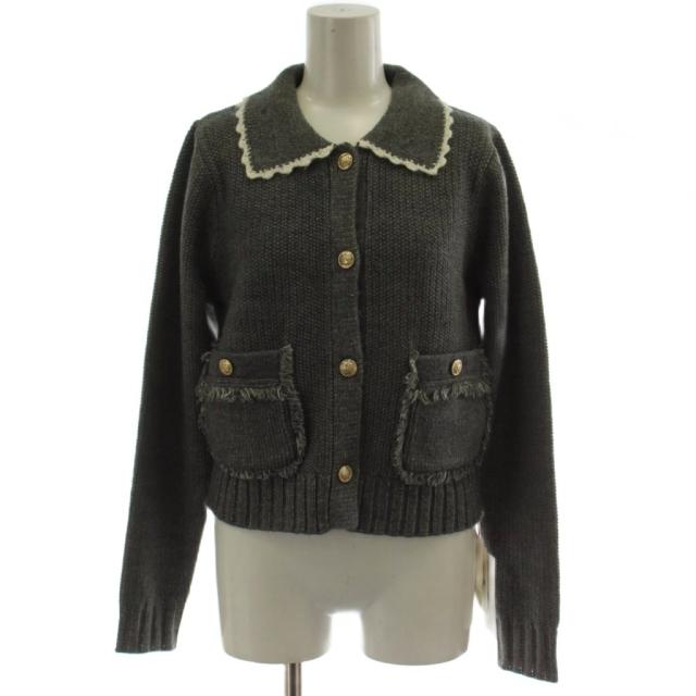 【中古】未使用品 ファーファー furfur 25AW ツイーディニットジャケット カーディガン F グレー 長袖 襟付き