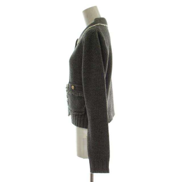 【中古】未使用品 ファーファー furfur 25AW ツイーディニットジャケット カーディガン F グレー 長袖 襟付き_1