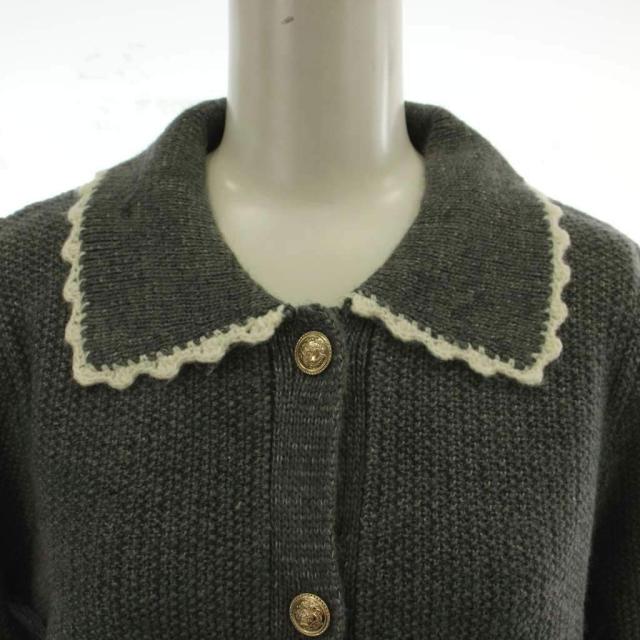 【中古】未使用品 ファーファー furfur 25AW ツイーディニットジャケット カーディガン F グレー 長袖 襟付き_3