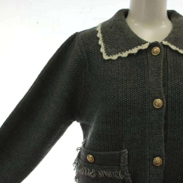 【中古】未使用品 ファーファー furfur 25AW ツイーディニットジャケット カーディガン F グレー 長袖 襟付き_4