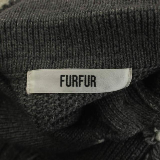 【中古】未使用品 ファーファー furfur 25AW ツイーディニットジャケット カーディガン F グレー 長袖 襟付き_7