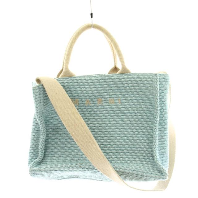 【中古】マルニ MARNI SMALL TOTE かごバッグ ハンドバッグ ショルダーバッグ ロゴ 水色 ライトブルー /AN3
