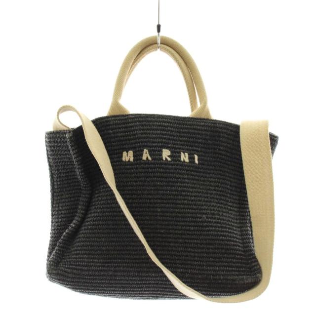 【中古】マルニ MARNI SMALL TOTE かごバッグ ハンドバッグ ショルダーバッグ ロゴ 黒 ブラック /AN7 レディース