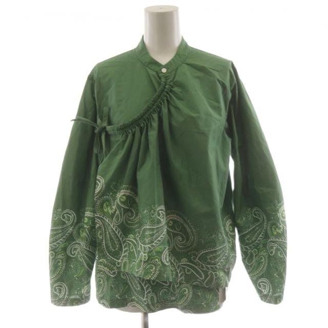 【中古】未使用品 ズッカ zucca シャツ ブラウス 長袖 ペーズリー柄 M 緑 グリーン ZU51FO086 /AN72 レディース