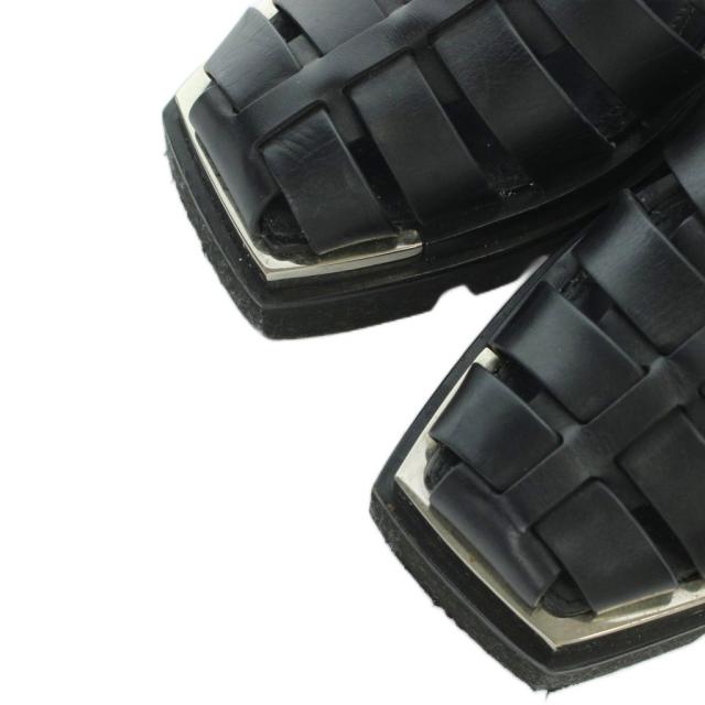 【中古】グルカサンダル ストラップサンダル レザー 厚底 メタルパーツ 24.5cm 黒 ブラック_5