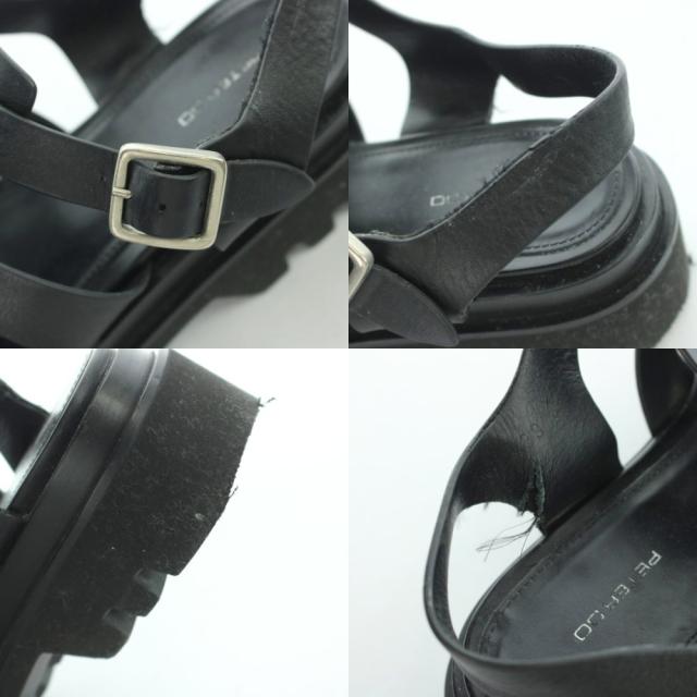 【中古】グルカサンダル ストラップサンダル レザー 厚底 メタルパーツ 24.5cm 黒 ブラック_8
