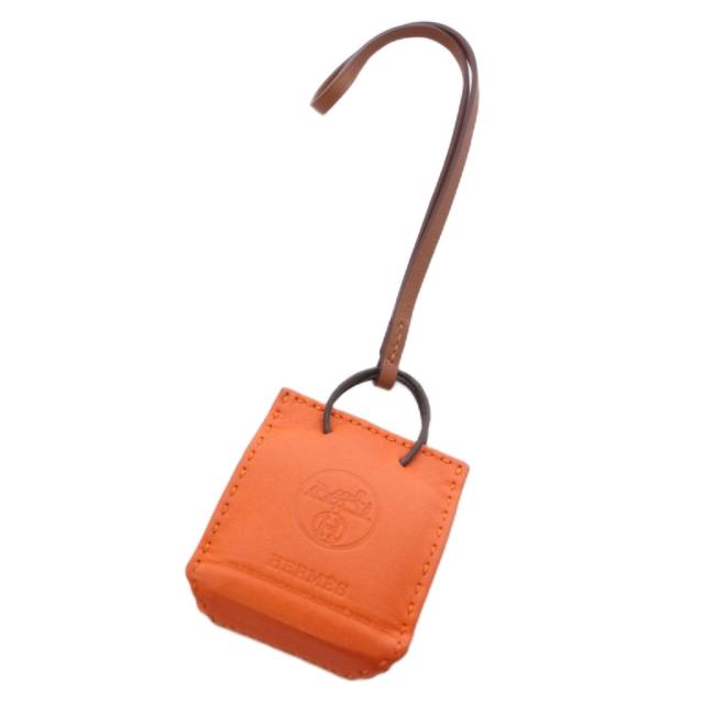 【中古】エルメス サック オランジュ キーホルダー バッグチャーム レザー オレンジ D刻印 /TK ■OH レディース
