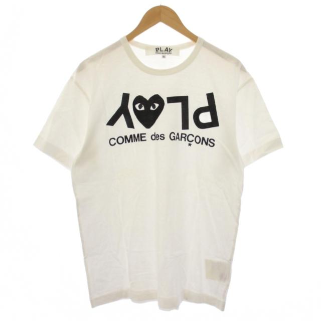 【中古】PLAY COMME des GARCONS AD2024/1 Tシャツ カットソー 半袖 ロゴ プリント XL 白 メンズ