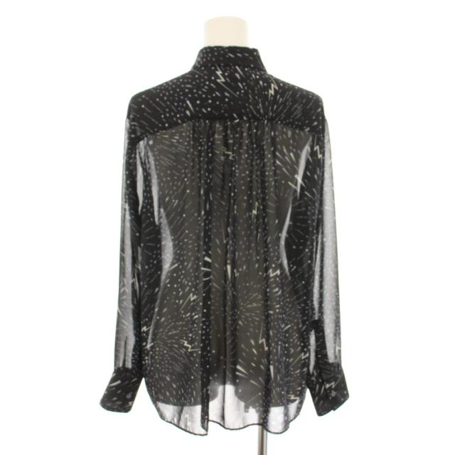 【中古】ポールスミス コメットストーム シャツ ブラウス 長袖 総柄 シアー 38 黒 青 BLPSHW0914 レディース_2