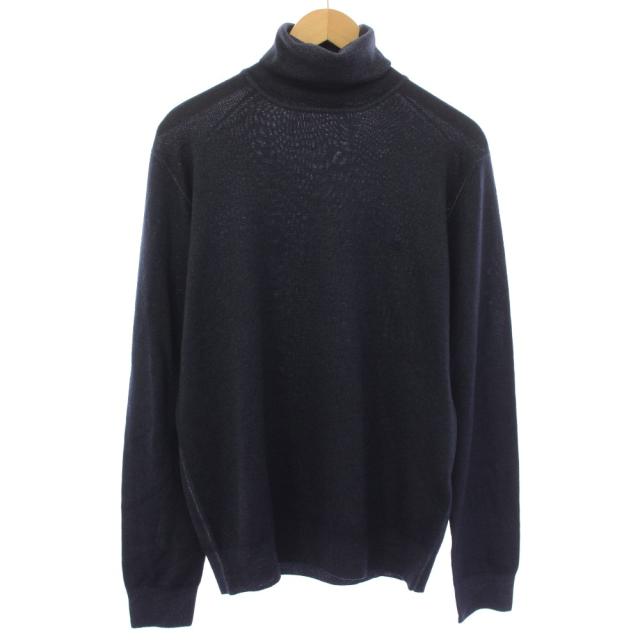 【中古】エトロ ETRO タートルネック ニット セーター ウール100％ 長袖 刺繍 L 紺 ネイビー 212-1M507-9740 メンズ