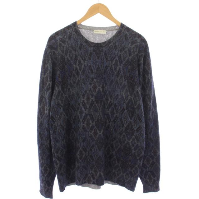 【中古】エトロ ニット セーター カシミヤ100％ クルーネック 総柄 長袖 XXL マルチカラー 182-1M573-9712 メンズ