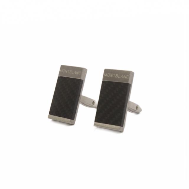 【中古】モンブラン MONT BLANC カフリンクス カフスボタン シルバー色 黒 ブラック /AN21 メンズ