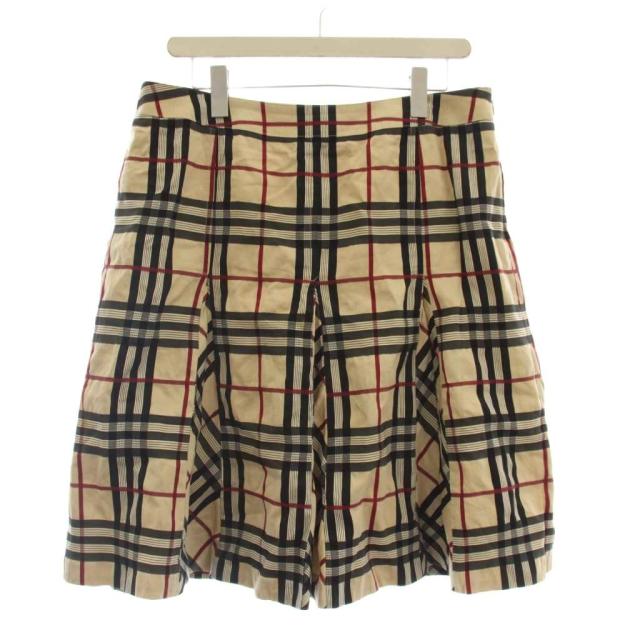 【中古】赤ちょうちんバリー 大ロンドン BURBERRY LONDON 筋目スコート ノバチェック ひざ丈 46 ベージュ