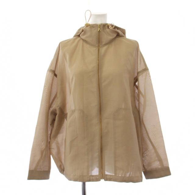 【中古】ノーブル NOBLE 24SS ミルキーシアーボリュームブルゾン ジャケット ジップアップ 38 ベージュ レディース