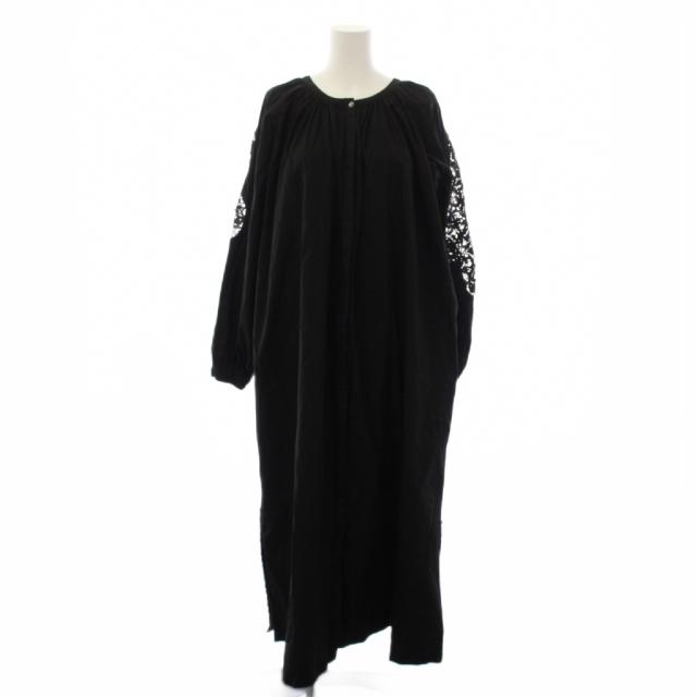 【中古】プラージュ Plage 23SS ethnic lace gown ワンピース ロング 長袖 レース 36 黒 レディース