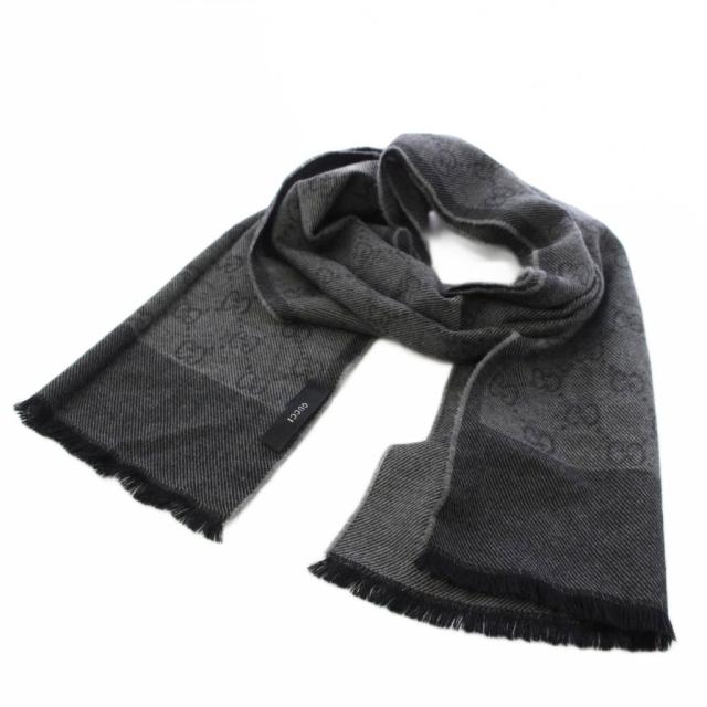【中古】グッチ GUCCI GG柄 マフラー ストール ウール 黒 ブラック /TK ■OH レディース