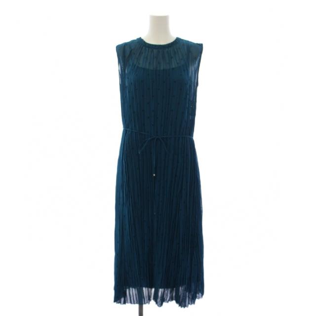 【中古】アナイ ANAYI 20SS ワンピース ロング ノースリーブ シースルー シアー キャミソール付き 36 青 レディース