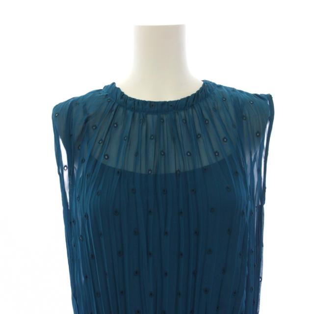 【中古】アナイ ANAYI 20SS 衣装 ロング ノースリーブ カクテルドレスルー シアー キャミソール付き添い人 36 青 レディース