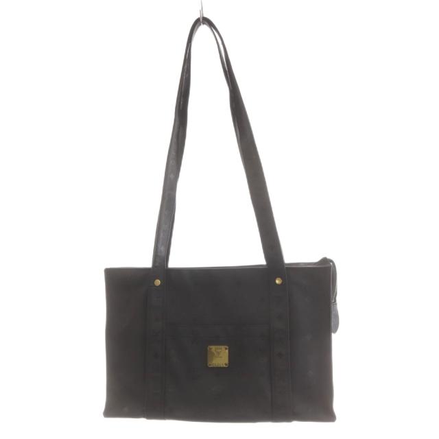 【中古】エムシーエム MCM トートバッグ ショルダーバッグ ロゴ PVC 黒 ブラック /AN37 レディース