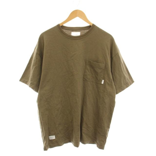 【中古】ダブルタップス WTAPS 25SS Tシャツ カットソー 4 カーキ 半袖 ラウンドネック ポケット付き