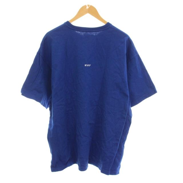 【中古】ダブルタップス WTAPS 25SS SIGN 01 SS Cotton Tシャツ カットソー 4 青 ブルー クルーネック 半袖_1