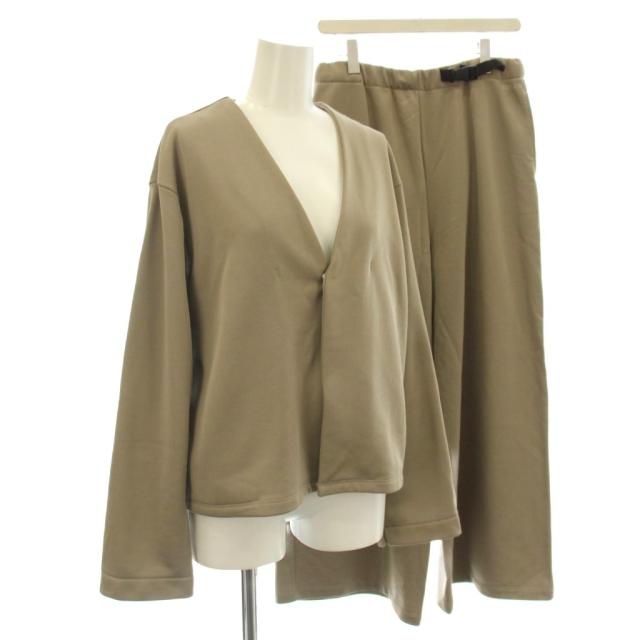 【中古】ズッカ zucca ファンクショナル セットアップ ジャージ素材 カーディガン ワイドパンツ 長袖 M ベージュ