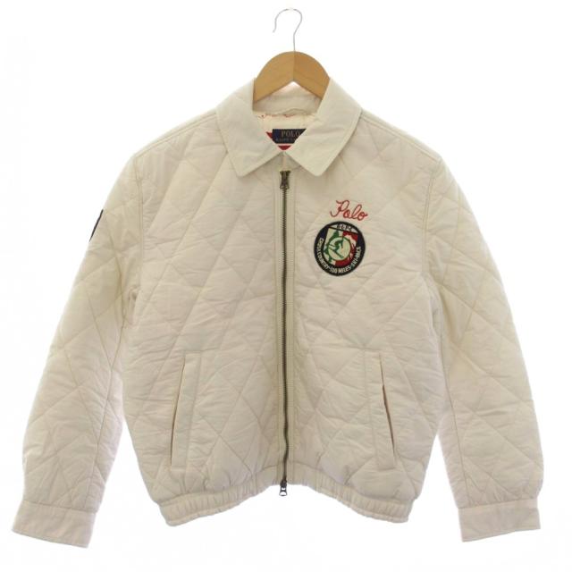 【中古】ポロ ラルフローレン キルテッド コットン ボンバージャケット 中綿ジャケット S 白 レディース