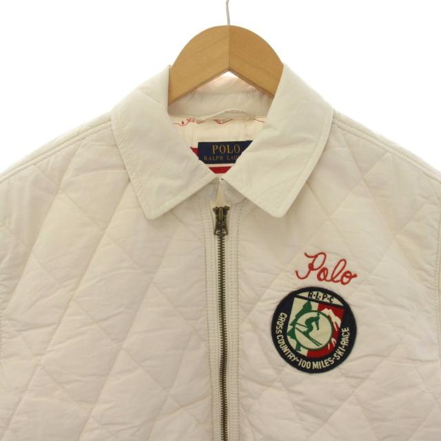 【中古】ポロ ラルフローレン キルテッド コットン ボンバージャケット 中綿ジャケット S 白 レディース_4