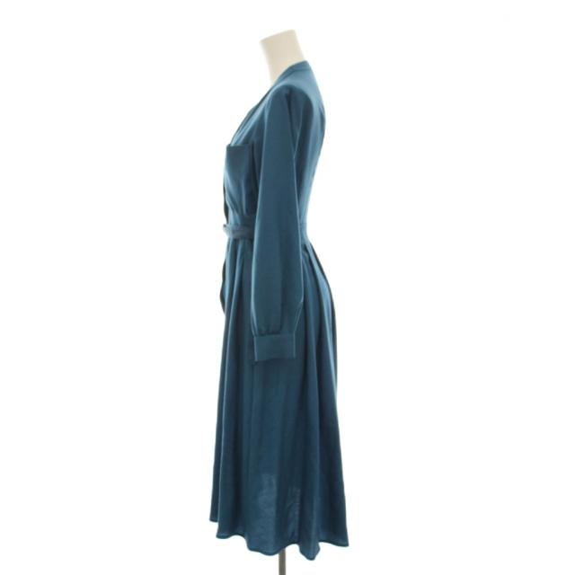 【中古】アナイ ANAYI 23AW ウールアムンゼンポケットフレアワンピース ロング 長袖 34 青 ブルー Vネック_2