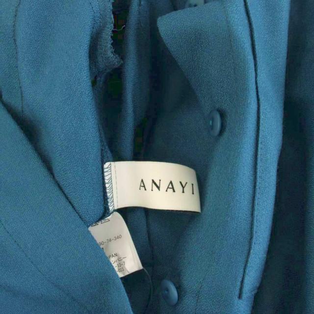 【中古】アナイ ANAYI 23AW ウールアムンゼンポケットフレアワンピース ロング 長袖 34 青 ブルー Vネック_3