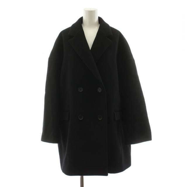 【中古】ノーブル 24AW MTRオーバーPコート ピーコート ミドル丈 ウール カシミヤ混 黒 ブラック 24020240105040