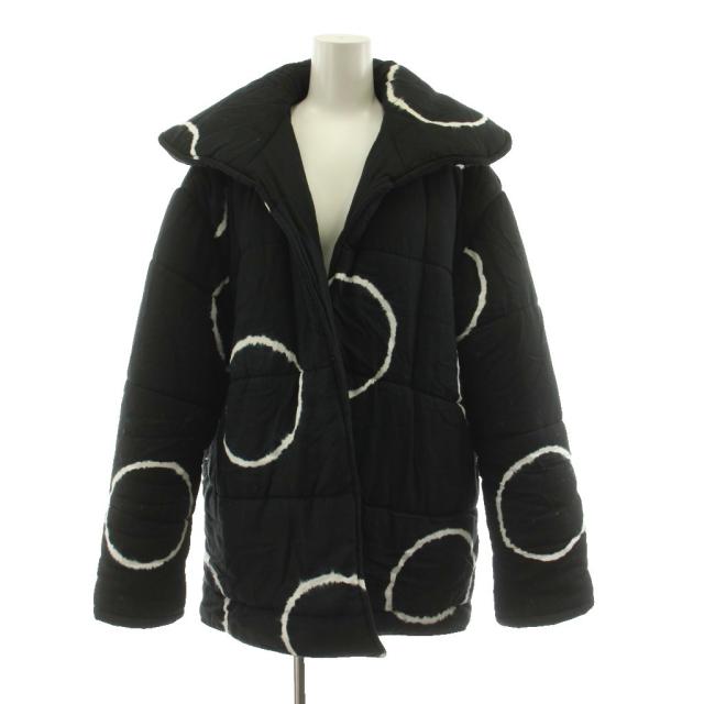 【中古】スクホーム SUKU HOME Moon Short Puffer Robe 中綿ジャケット トッパー 総柄 S/M 黒 ブラック