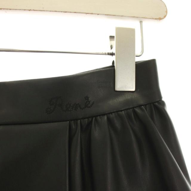 【中古】未使用品 ルネ Rene 23年製 サイドポケットフェイクレザースカート ロング 36 黒 ブラック 5334050 /YM_4