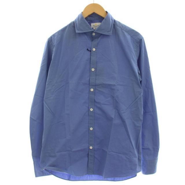 【中古】未使用品 ジャンネット GIANNETTO ワイシャツ シャツ スリムフィット 長袖 L 青 ブルー 6G10230B81
