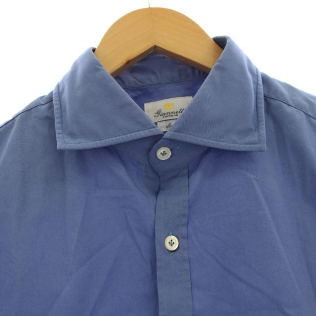 【中古】未使用品 ジャンネット GIANNETTO ワイシャツ シャツ スリムフィット 長袖 L 青 ブルー 6G10230B81_4