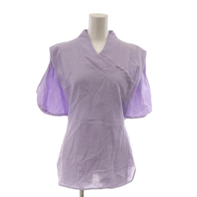 【中古】マメクロゴウチ 22SS Crepe Buttoned VNeck Top クレープボタンドVネックトップ シャツ ブラウス 1 紫