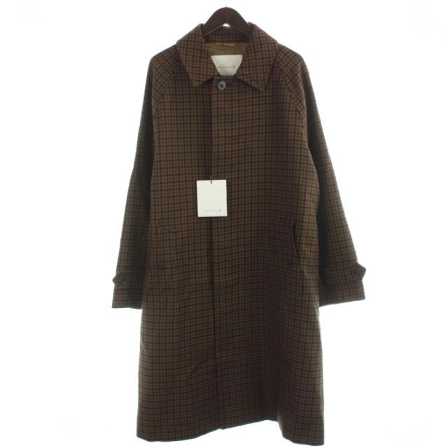【中古】未使用品 マッキントッシュ ウールオーバーサイズステンカラーコート ロング チェック柄 40 茶 メンズ