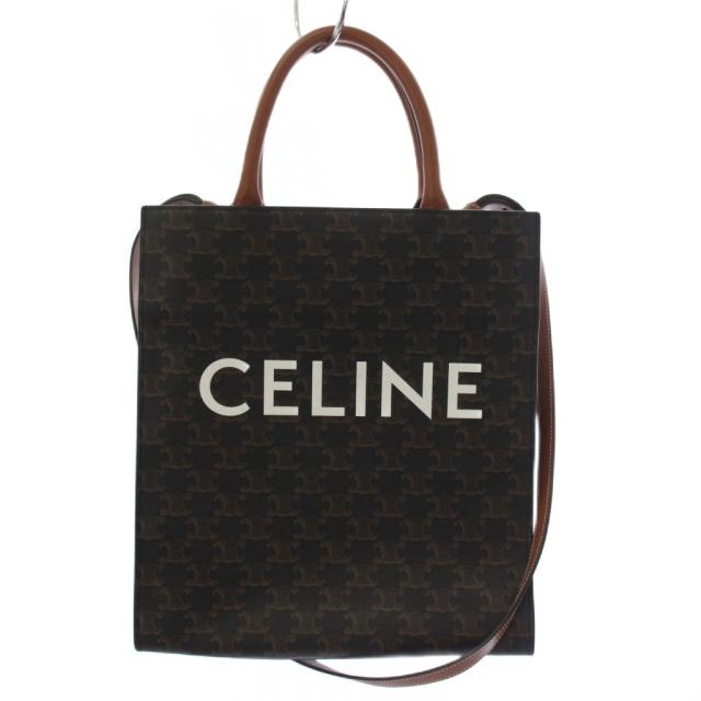 【中古】セリーヌ CELINE バーティカルカバスモール トリオンフ トートバッグ ショルダーバッグ 2WAY 茶 /KH ■OH