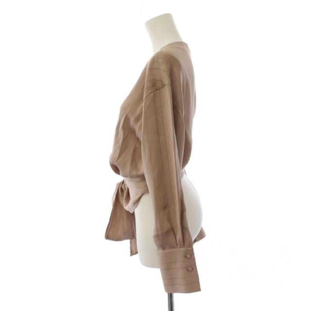 【中古】未使用品 コラム COLUMN カシュクールブラウス シャツ 長袖 38 ベージュ レディース_1