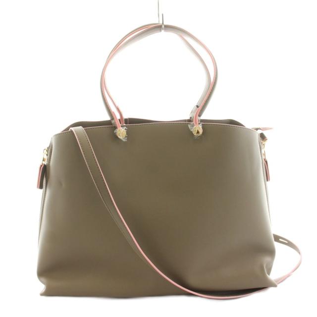 【中古】未使用品 ロペ EPOR Y BAG Medium+ ショルダーバッグ トートバッグ フェイクレザー 茶 ピンク GGX83350