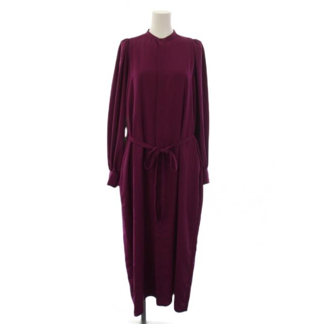 【中古】ハイク HYKE TAFFETA DRESS ポリエステルギャザーワンピース ロング 長袖 1 紫 レディース